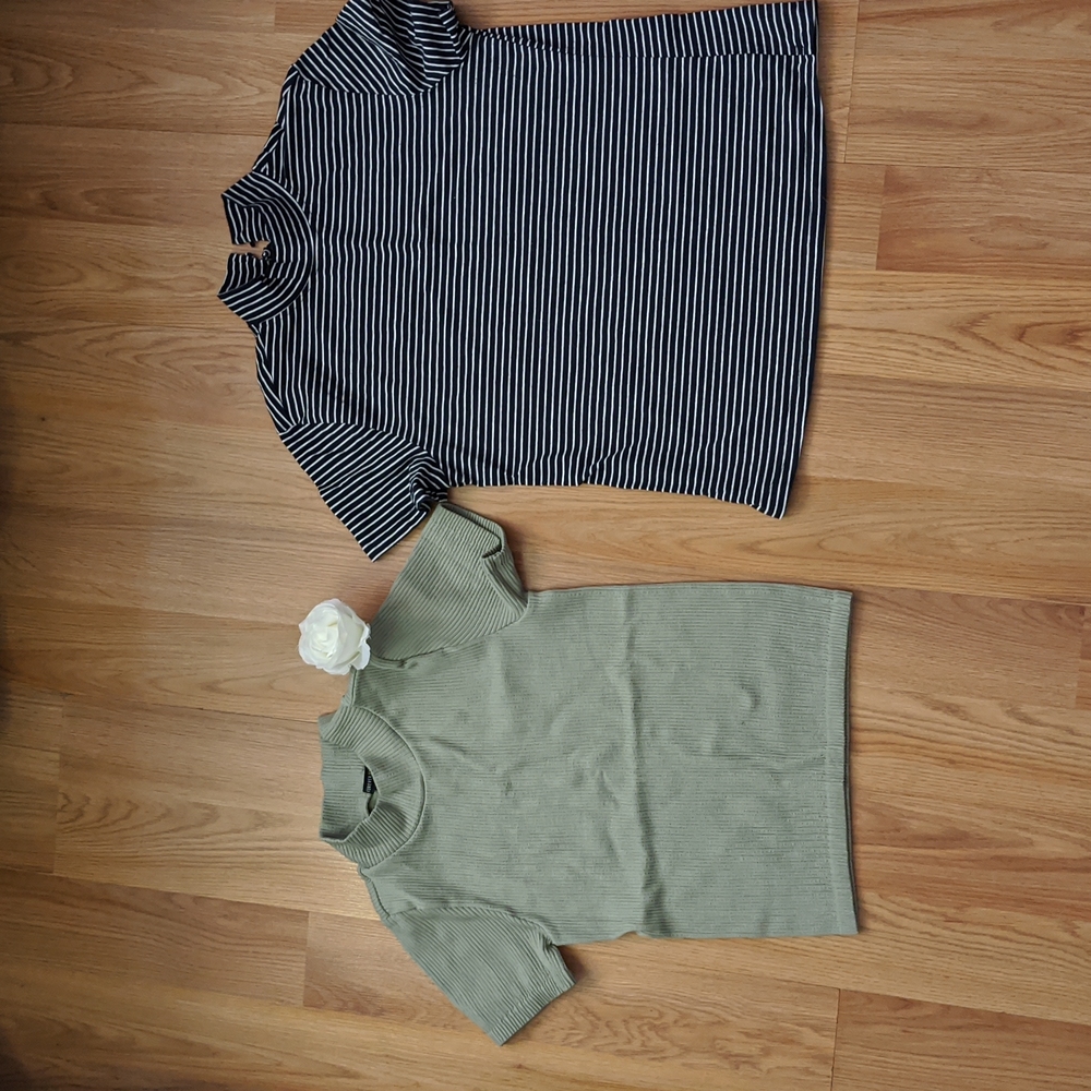 Motf Blouse Used Navi Blue  Forever21 Blouse Used Turtleneck Green